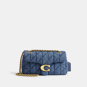 Coach Blue Quilted Shoulder Bag with Gold Accents